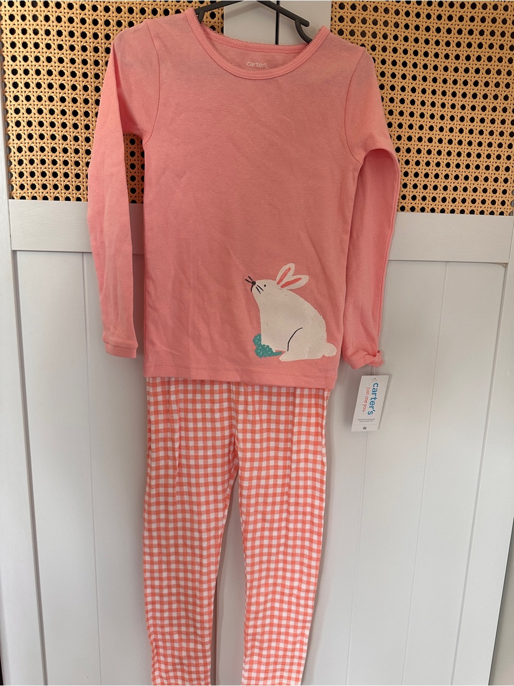 *NWT* Carter's Pink Bunny Gingham Pajama Set